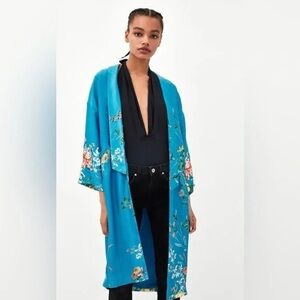 Zara Teal Floral Kimono